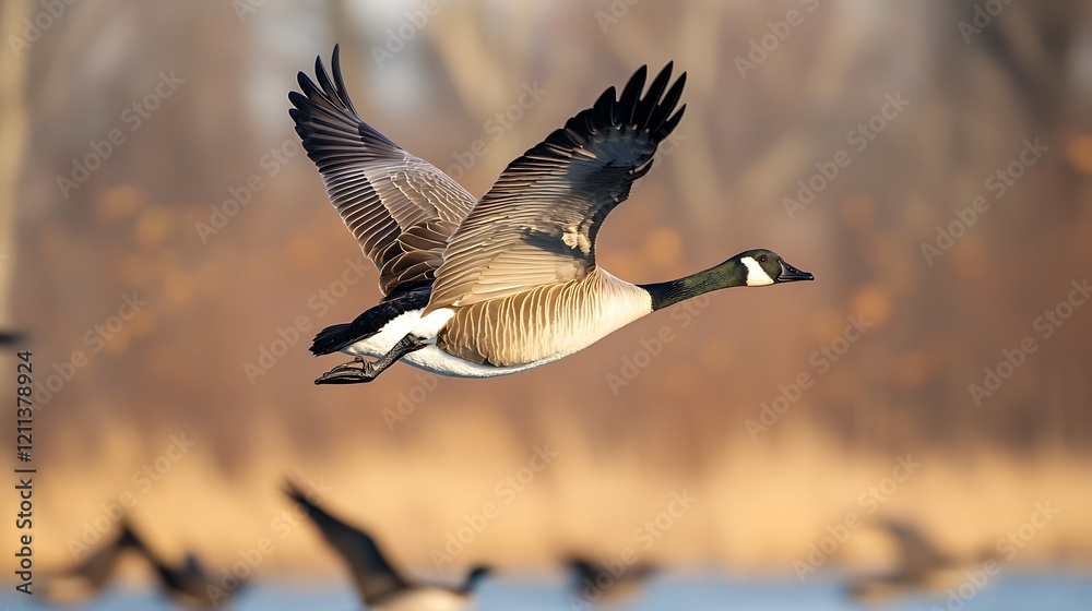 A flock of geese fly in the sky A flock of geese fly in the sky