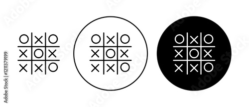 Tic tac toe icons set in black filled and stroke line style