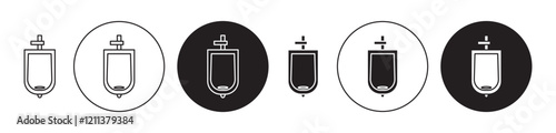 Urinal icons set in black filled and stroke line style