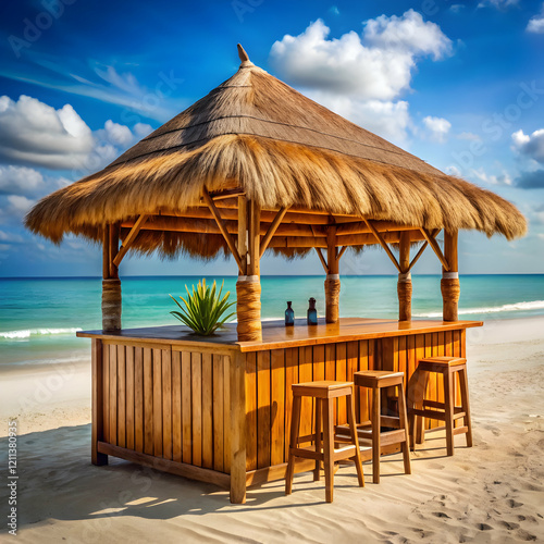 beach wooden tike bar