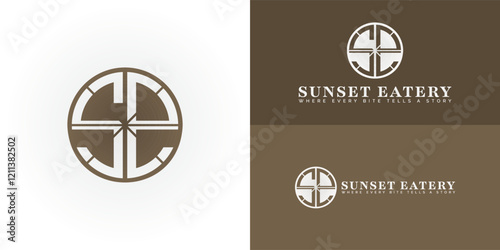 The retro-inspired logo design features the initials SE elegantly intertwined within a circular frame, creating a unique and visually striking symbol that evokes a sense of nostalgia and tradition.