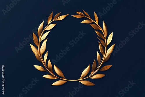 Golden Laurel Wreath on a Navy Blue Background