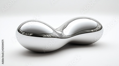 Wallpaper Mural Chrome sculpture studio, minimalist design, white background, product shot Torontodigital.ca