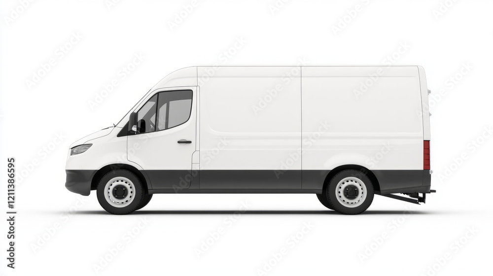 high-resolution commercial white delivery van mockup for advertising and branding with side profile