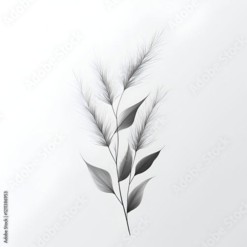 Elegant Black and White Floral Illustration with Delicate Details and Modern Aesthetic