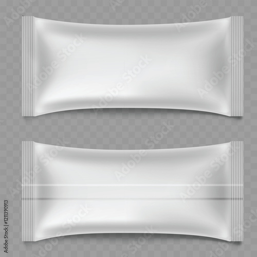 Blank White Stick Sachet Packaging for Food and Drink Products Vector