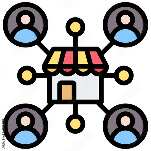 Networking Outline Color Icon