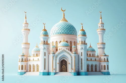 Wallpaper Mural 3d modern Islamic banner, suitable for Ramadan, Eid al Fitr, and Eid al Adha with mosque, lantern, crescent moon, Torontodigital.ca