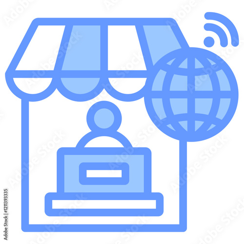 Remote Work Blue Icon