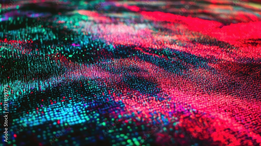Glowing pixels on a digital screen creating a mesmerizing texture of red, green, and blue light patterns Glowing pixels on a digital screen creating a mesmerizing texture of red, green, and blue light patterns