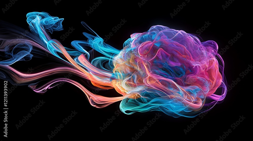 Obraz premium A colorful, glowing, and abstract image of a brain
