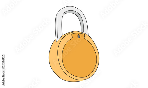 line art color of padlock illustration