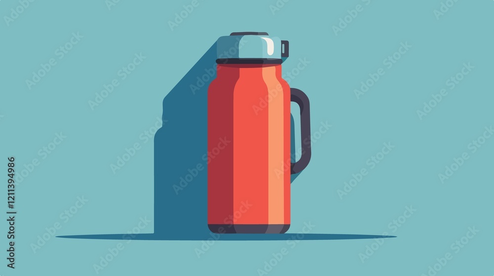 Modern Hot Thermos Bottle Vector Illustration for Beverages Modern Hot Thermos Bottle Vector Illustration for Beverages