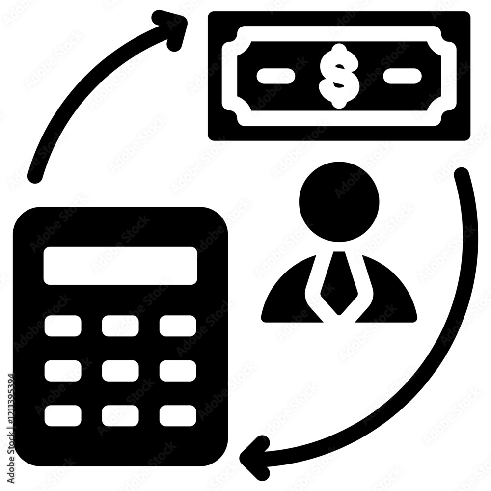 Payroll Processing Glyph Icon Payroll Processing Glyph Icon