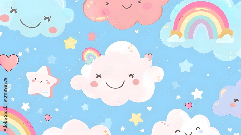 Adorable cute wallpaper with playful animals in a whimsical pastel design Adorable cute wallpaper with playful animals in a whimsical pastel design