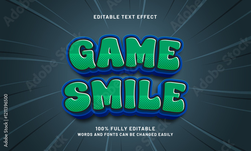 game smile editable text effect with a kids and game theme