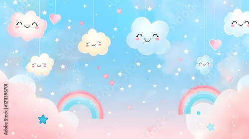 Cheerful wallpaper with adorable animals and pastel tones for a cute aesthetic  .
