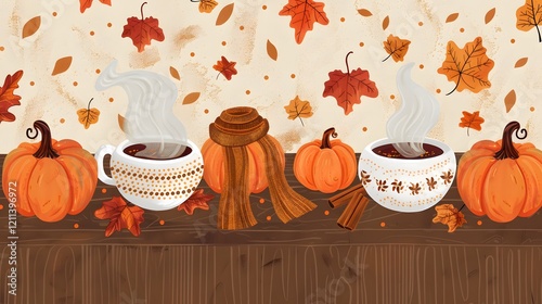 Warm fall wallpaper with pumpkins and foliage in rich seasonal hues