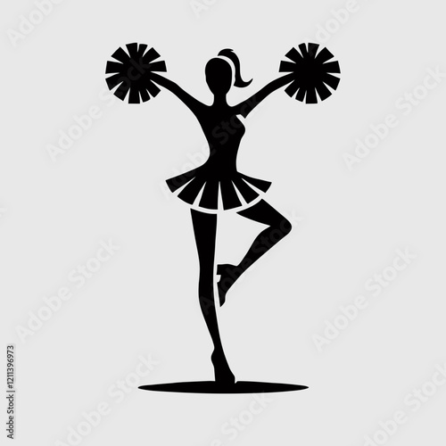 Cheerleader Silhouette in black on a white background