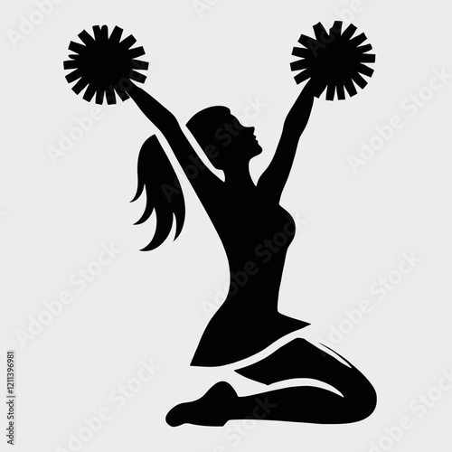 Cheerleader Silhouette in black on a white background