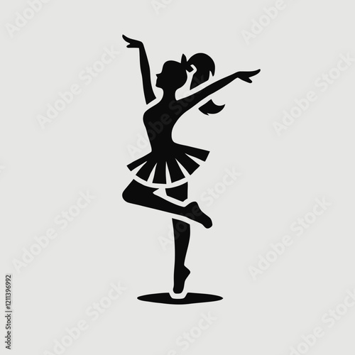 Cheerleader Silhouette in black on a white background