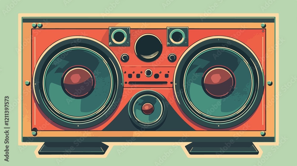 Loudspeaker Doodle Flat Vector Illustration Loudspeaker Doodle Flat Vector Illustration