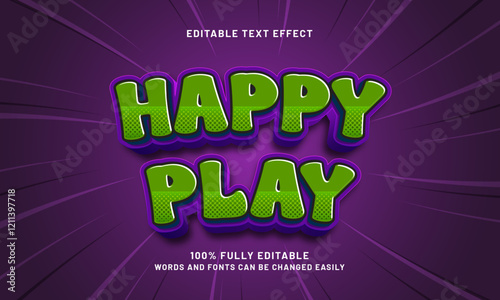 happy play editable text effect with a kids and game theme