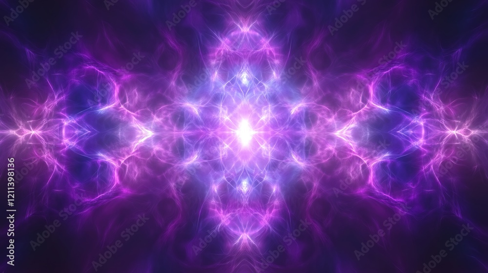 Abstract Purple and Blue Energy Light Flowing Symmetrically Abstract Purple and Blue Energy Light Flowing Symmetrically