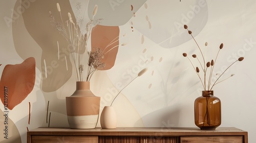 Serene minimalist wallpaper with soft neutral hues and delicate textures