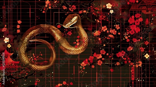 Abstract snake design for Year of the Snake 2576 with modern futuristic style