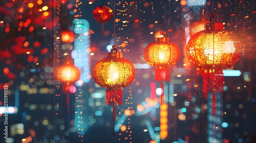 Traditional-meets-futuristic Chinese New Year 2576 design blending cultural symbols and modern aesthetics