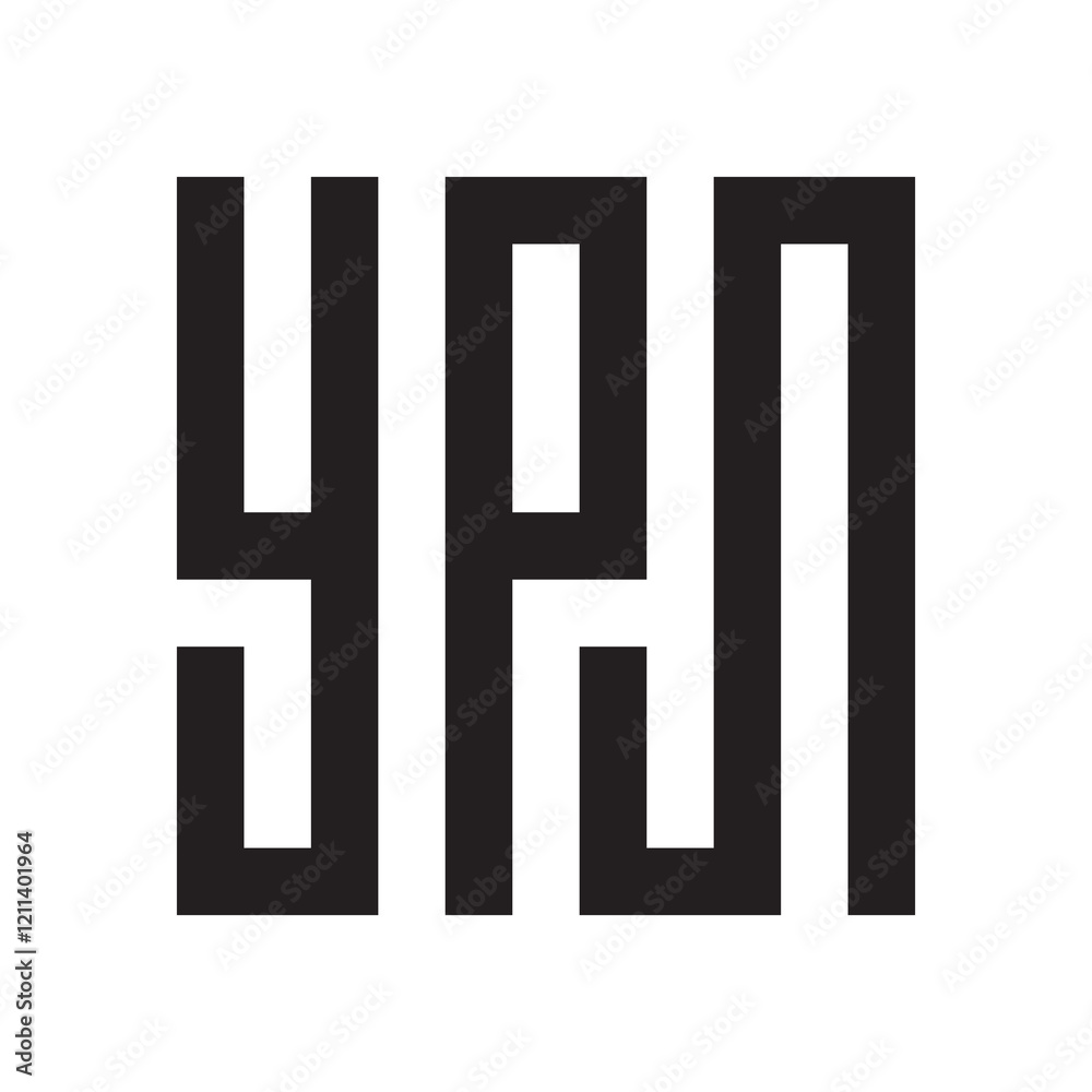 Black YPJI initial logo with modern typography. Clean and contemporary design template. Black YPJI initial logo with modern typography. Clean and contemporary design template.