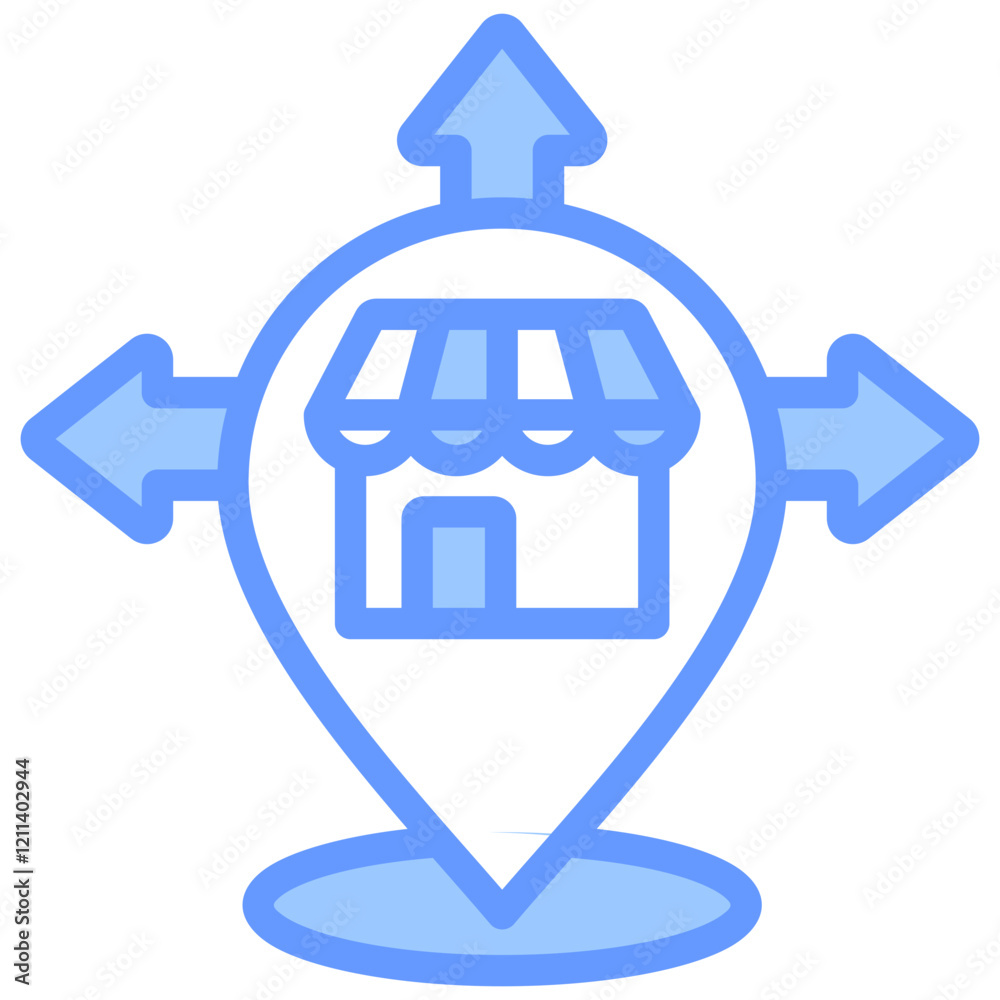 Obraz premium Market Expansion Blue Icon