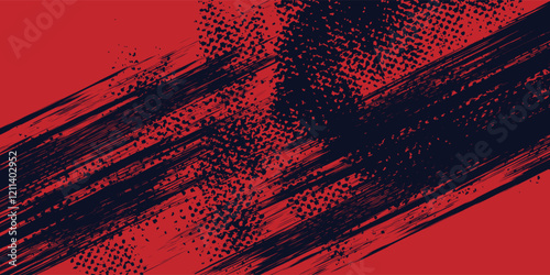 Red halftone dots blue color pattern gradient grunge texture background. Dot pop art comic sport style vector illustration. Eps10
