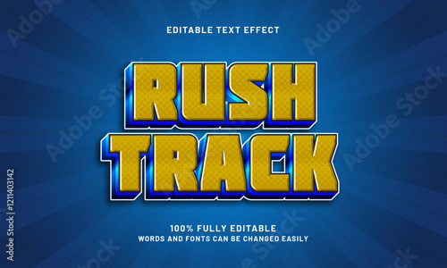 rush track editable text effect with a game and race theme