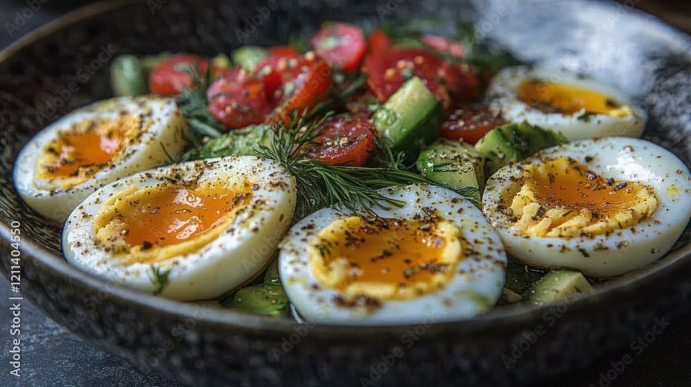 Delicious Boiled Eggs with Avocado and Tomato Salad Delicious Boiled Eggs with Avocado and Tomato Salad