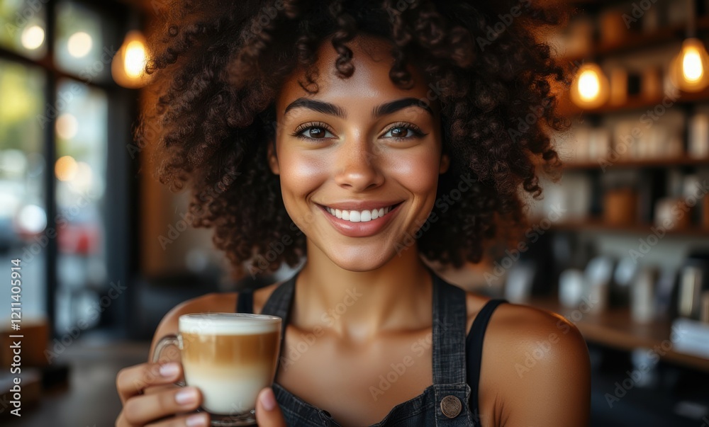 Smiling woman enjoying her coffee Smiling woman enjoying her coffee