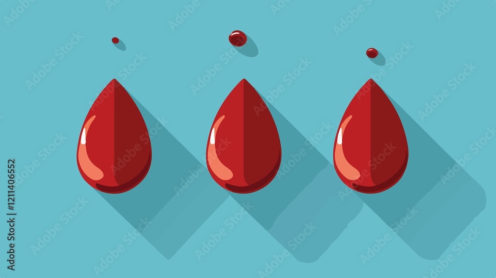 Fototapeta premium Professional Isolated Medical Blood Drops Icon Flat Design
