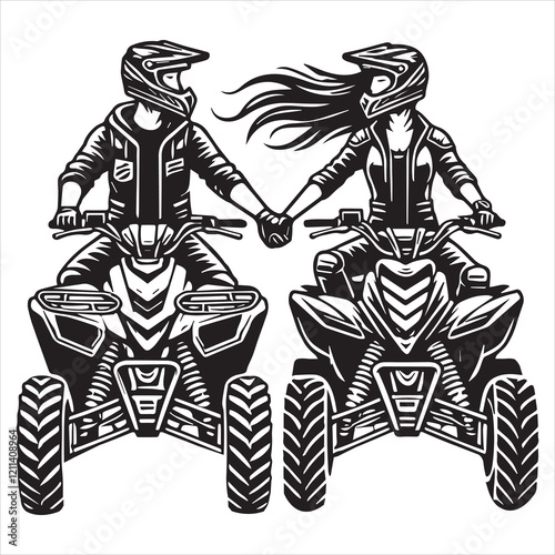 Vector Illustration of ATV Rider for Quad Bike Clipart
