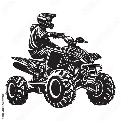 Vector Illustration of ATV Rider for Quad Bike Clipart
