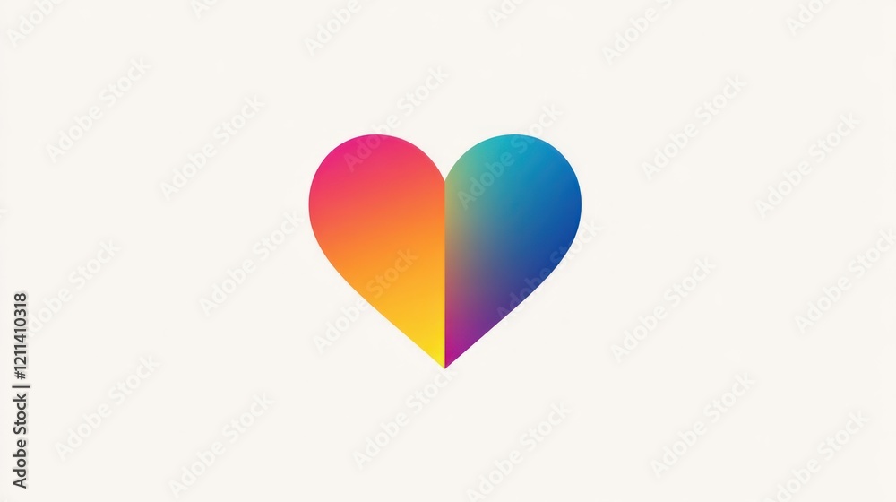 A dynamic LGBTQ logo shaped as a heart, filled with a vibrant rainbow gradient, floating on a plain white background. A dynamic LGBTQ logo shaped as a heart, filled with a vibrant rainbow gradient, floating on a plain white background.