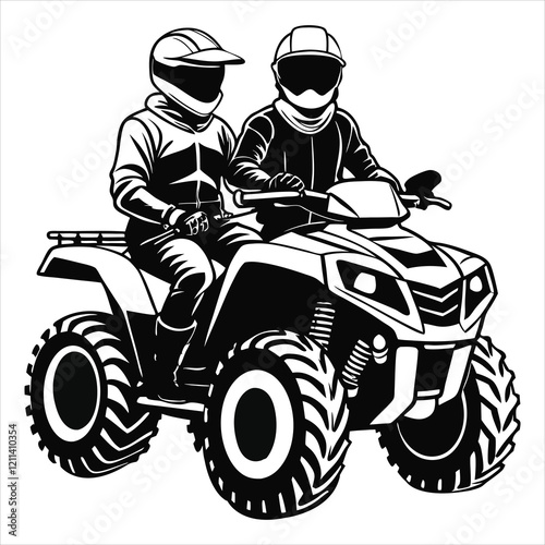 ATV Quad Bike Vector Clipart with Rider Illustration Design

