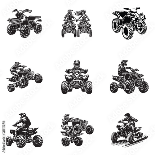 Collection of ATV Rider Vector illustration, ATV Quad Bike Clipart Design