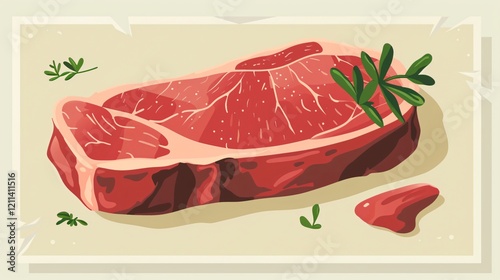 Flat Vector Illustration of Meat Product Steak Icon