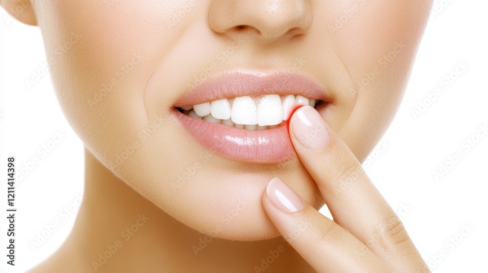 Radiant white tooth and bold red ring, closeup of dental perfection striking style Radiant white tooth and bold red ring, closeup of dental perfection striking style
