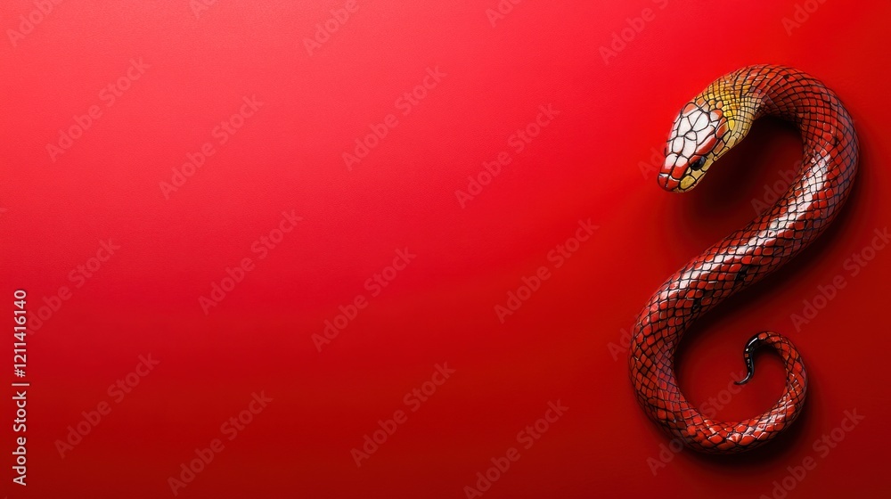 Obraz premium Year of the Snake Chinese New Year Greeting Card with Copy Space