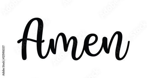 Handwritten Amen Christian vector word, Religious vector sign