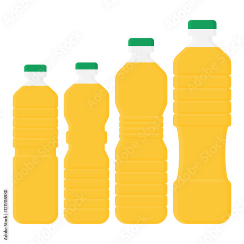 Cooking Ingredients Oil Bottle Vector. Full Oil Bottle. Oil Container Element.