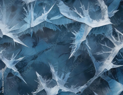 Wallpaper Mural Frosty Background with Blue Ice Cracks in a Pattern, frozen water, frosty background, icy surface Torontodigital.ca