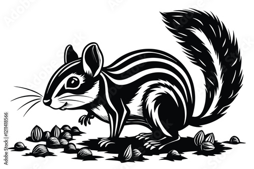 Wallpaper Mural Chipmunk Rodent Icon silhouette on a white background Cartoon Vector Illustration Torontodigital.ca